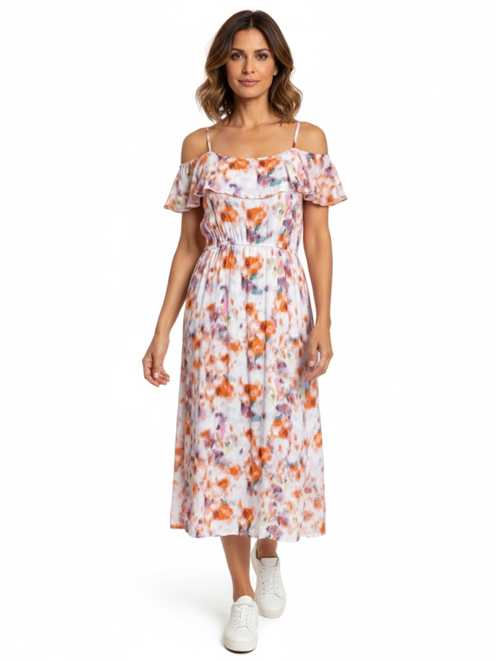 Lucky Brand Live In Love Ruffle Flowy Festival Dress Small Floral Midi NWOT